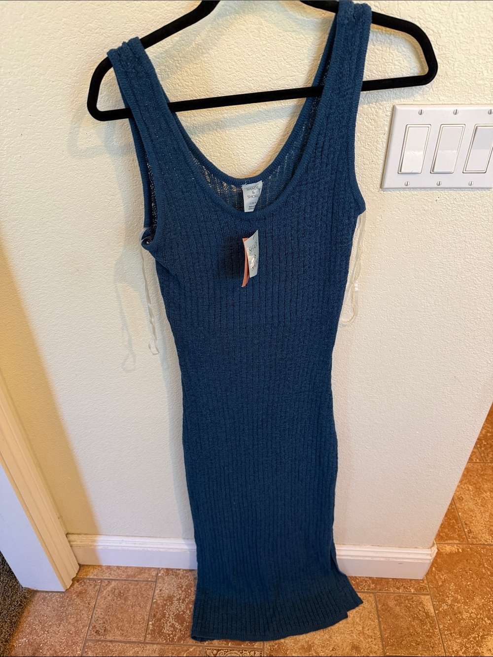 Shade & Shore Sleeveless Ribbed Swim Coverup in Teal Blue